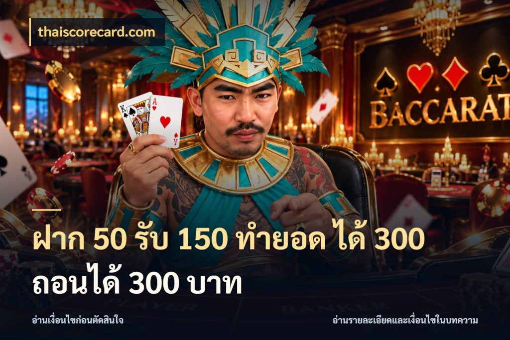 ฝาก 50 รับ 150 ทํายอด ได้ 300 ถอนได้ 300 บาท จุดเด่นของเครดิตที่คนชอบเกมอยากรู้ กับ thaiscorecard.com