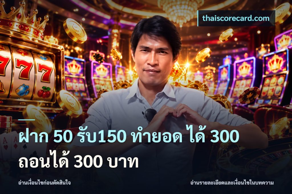 ฝาก 50 รับ150 ทำยอด ได้ 300 ถอนได้ 300 บาท