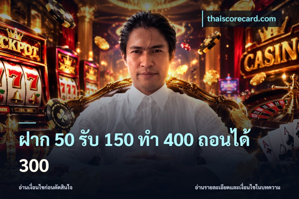ฝาก 50 รับ 150 ทํา 400 ถอนได้ 300