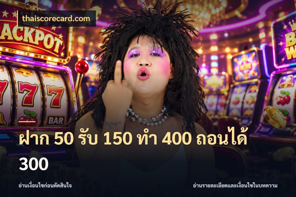 ฝาก 50 รับ 150 ทํา 400 ถอนได้ 300 สีสันของโปรฝากและยอดรับ สไตล์ thaiscorecard.com