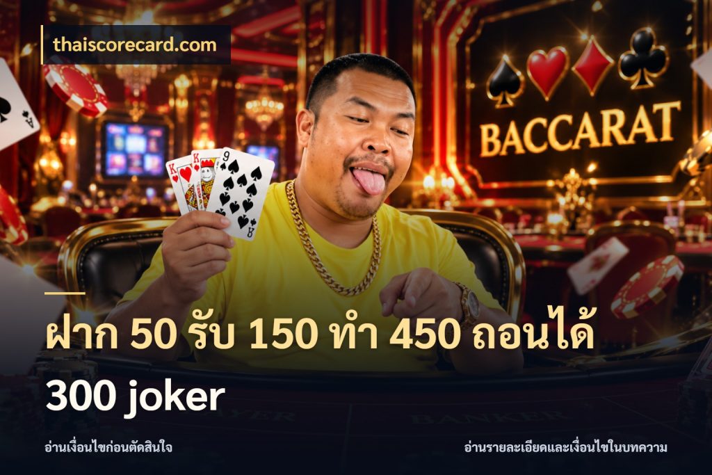 ฝาก 50 รับ 150 ทํา 450 ถอนได้ 300 joker thaiscorecard.com จับคู่โบนัสกับสไตล์เกมที่ชอบ