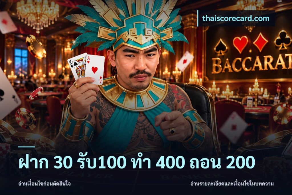 ฝาก 30 รับ100 ทํา 400 ถอน 200
