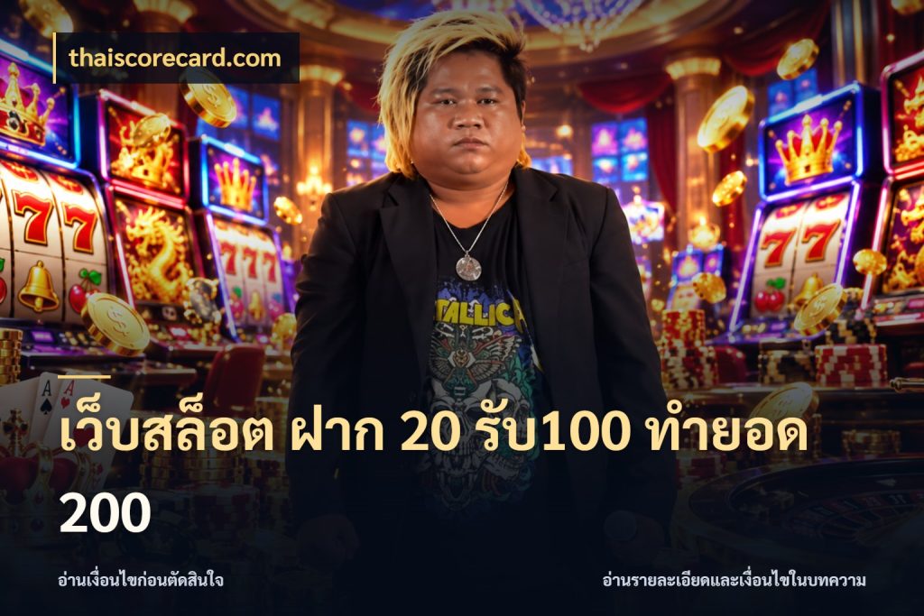 เว็บสล็อต ฝาก 20 รับ100 ทำยอด 200 thaiscorecard.com สีสันของโปรฝากและยอดรับ