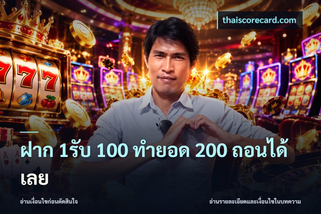 ฝาก 1รับ 100 ทํายอด 200 ถอนได้เลย