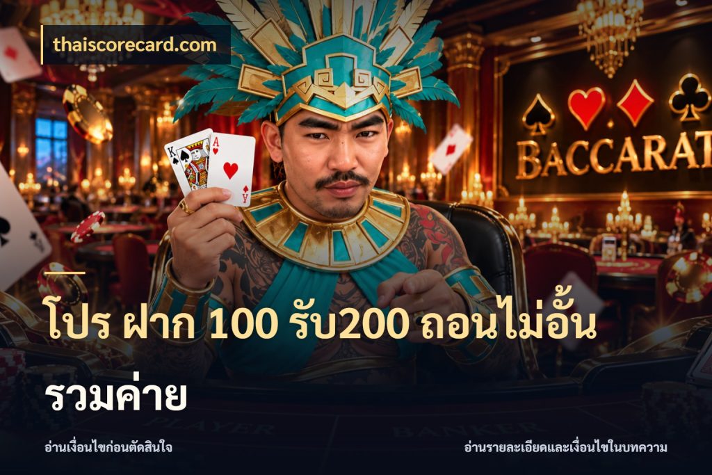 โปร ฝาก 100 รับ200 ถอนไม่อั้น รวมค่าย thaiscorecard.com จับคู่โบนัสกับสไตล์เกมที่ชอบ