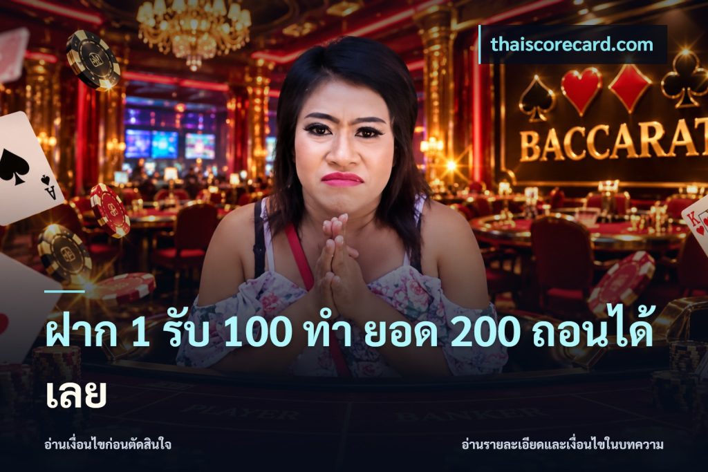ฝาก 1 รับ 100 ทํา ยอด 200 ถอนได้เลย