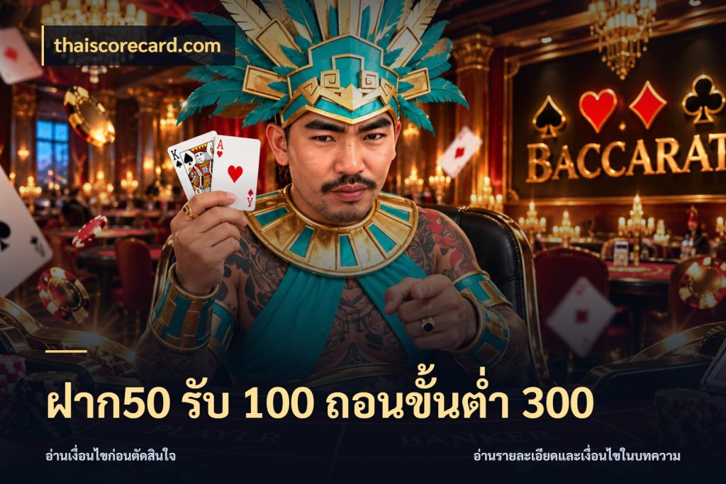 ฝาก50 รับ 100 ถอนขั้นต่ํา 300 จับคู่โบนัสกับสไตล์เกมที่ชอบ กับ thaiscorecard.com