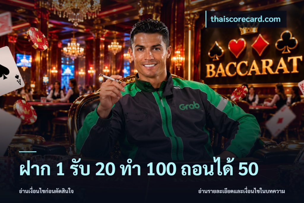 ฝาก 1 รับ 20 ทำ 100 ถอนได้ 50