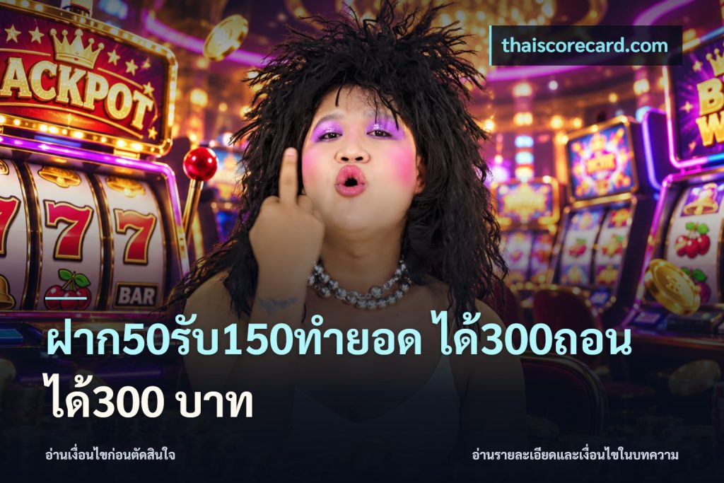 ฝาก50รับ150ทำยอด ได้300ถอนได้300 บาท