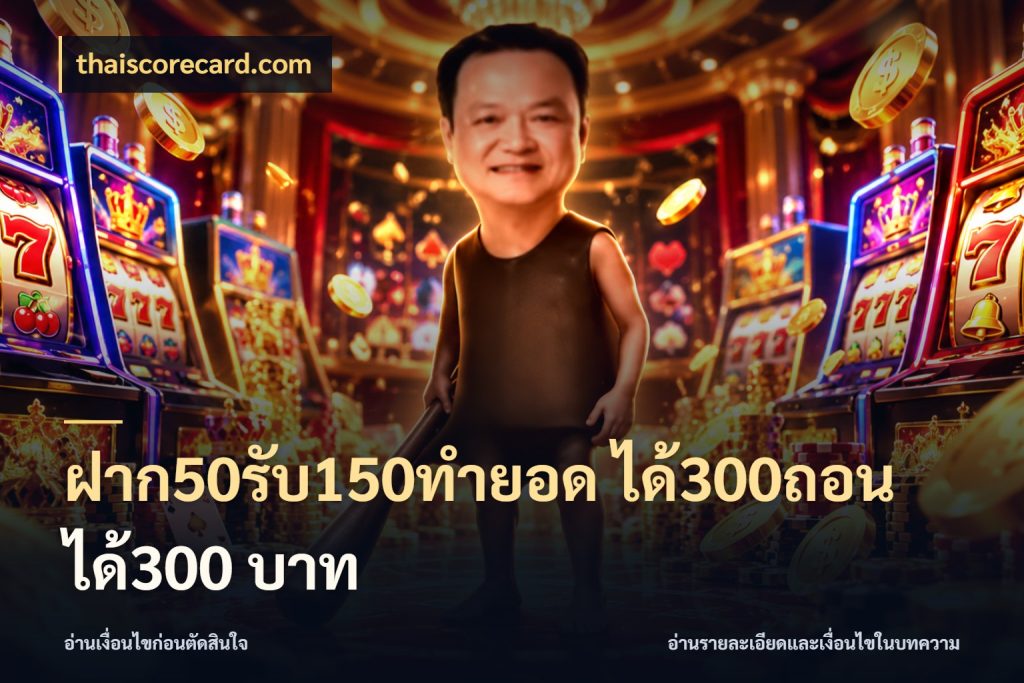 ฝาก50รับ150ทำยอด ได้300ถอนได้300 บาท รูปแบบโบนัสกับสิทธิ์ของสายเกม สไตล์ thaiscorecard.com