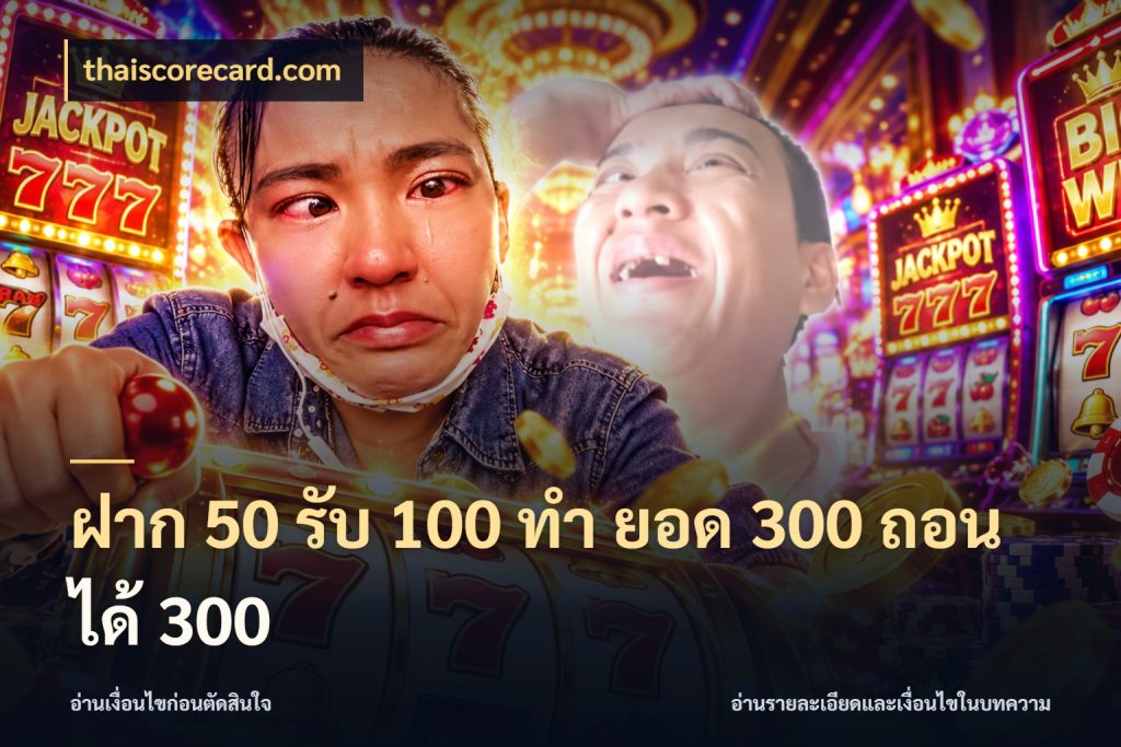 ฝาก 50 รับ 100 ทํา ยอด 300 ถอนได้ 300 สีสันของโปรฝากและยอดรับ ในมุม thaiscorecard.com