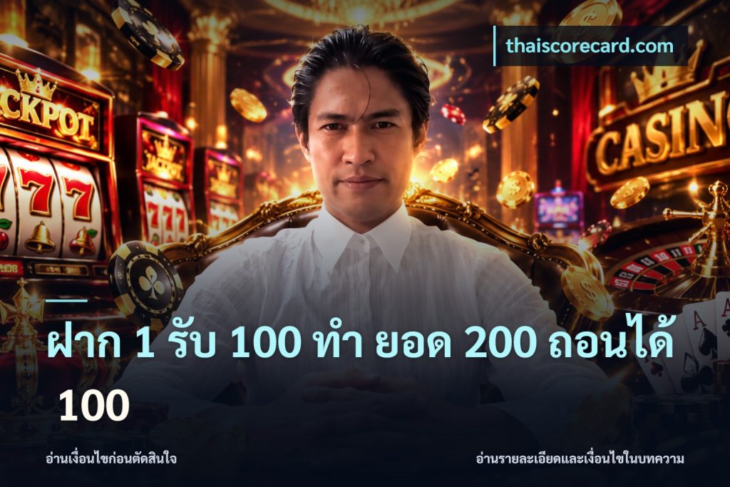 ฝาก 1 รับ 100 ทํา ยอด 200 ถอนได้ 100