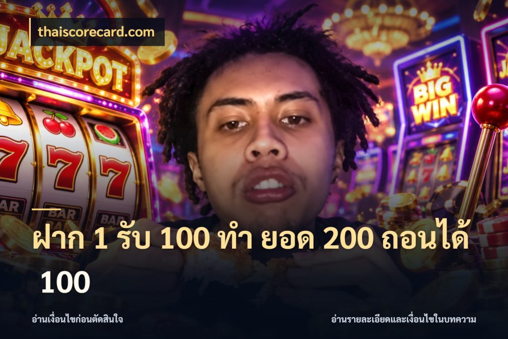 ฝาก 1 รับ 100 ทํา ยอด 200 ถอนได้ 100 จับคู่โบนัสกับสไตล์เกมที่ชอบ สไตล์ thaiscorecard.com