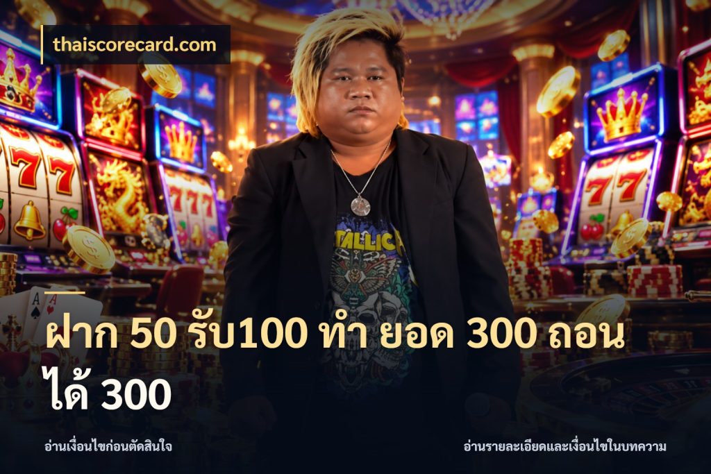 ฝาก 50 รับ100 ทํา ยอด 300 ถอนได้ 300 รูปแบบโบนัสกับสิทธิ์ของสายเกม ในมุม thaiscorecard.com