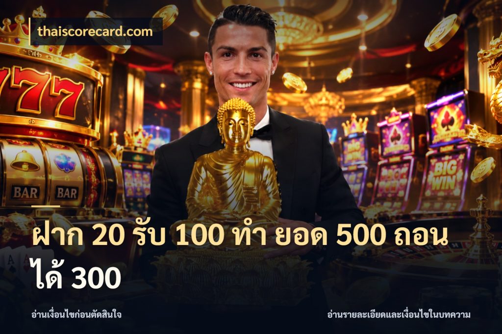 ฝาก 20 รับ 100 ทํา ยอด 500 ถอนได้ 300 สีสันของโปรฝากและยอดรับ กับ thaiscorecard.com
