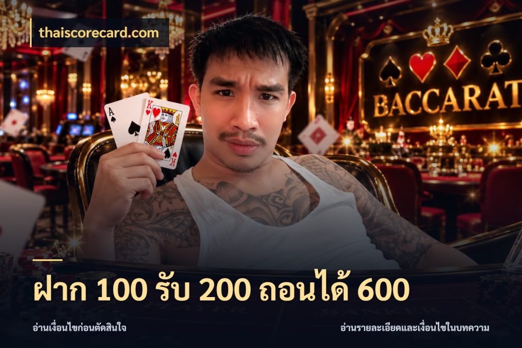 ฝาก 100 รับ 200 ถอนได้ 600 โปรกับเกมที่ชอบเลือกให้ตรงสไตล์ กับ thaiscorecard.com