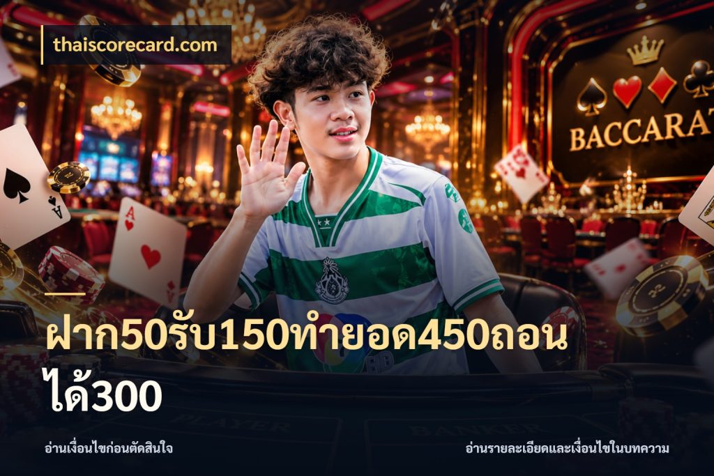 ฝาก50รับ150ทำยอด450ถอนได้300 จับคู่โบนัสกับสไตล์เกมที่ชอบ ในมุม thaiscorecard.com