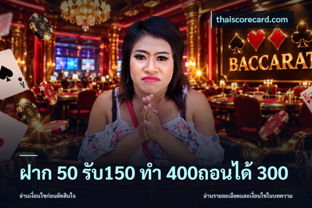 ฝาก 50 รับ150 ทํา 400ถอนได้ 300