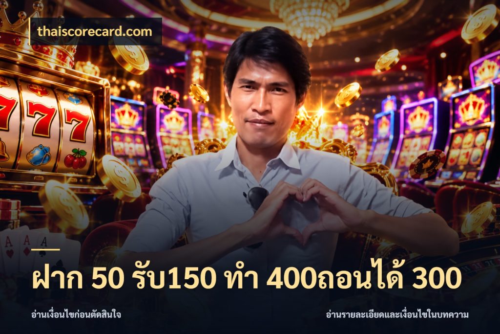 ฝาก 50 รับ150 ทํา 400ถอนได้ 300 ยอดฝากและยอดรับในมุมของคนชอบลุ้น สไตล์ thaiscorecard.com